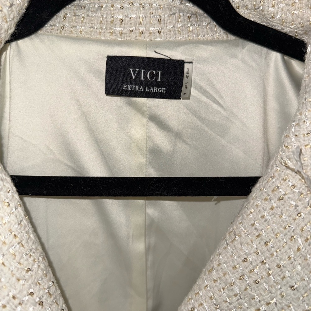 Vici Cream Double-Breasted Tweed Jacket - Picture 4 of 12